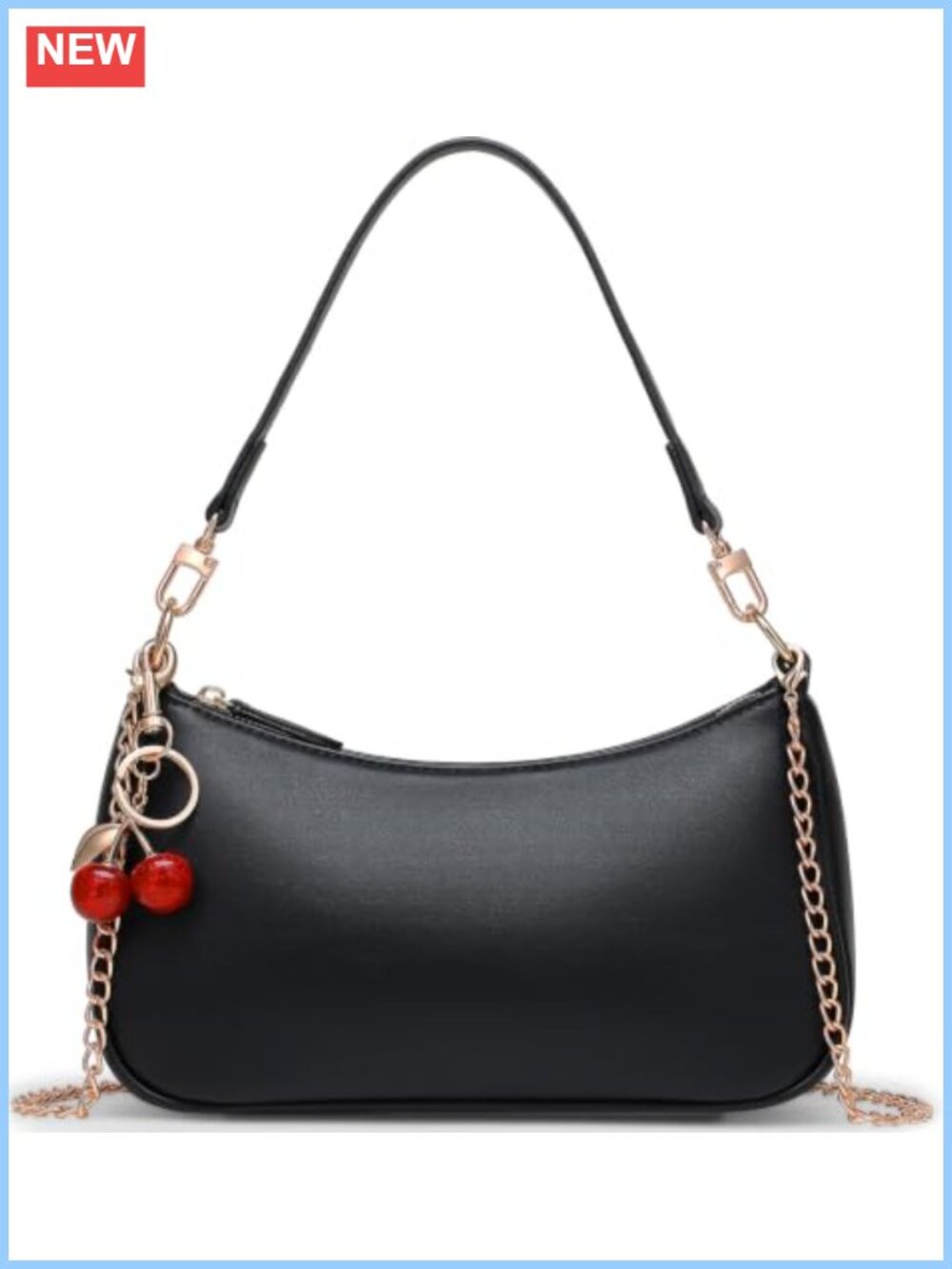 PU Leather Hobo Shoulder Bag Removable Chain Strap Crossbody Purse